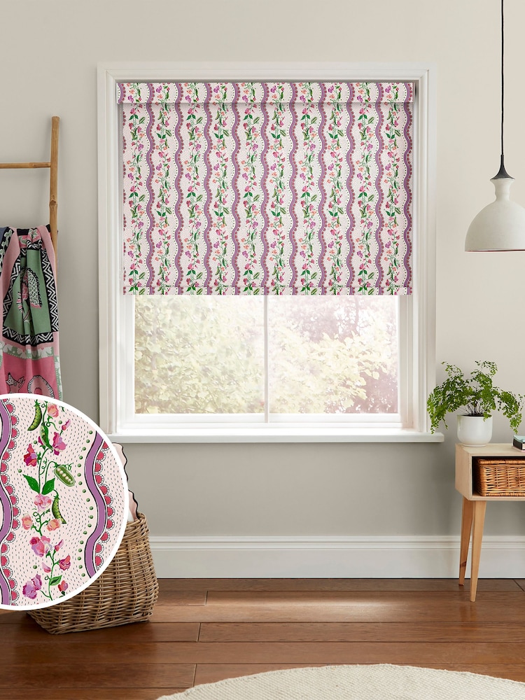 Cath Kidston Pink Sweet Pea Stripe Made to Measure Roller Blind - Image 1 of 6