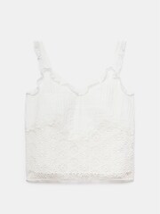 Mint Velvet White 100% Cotton Floral Broderie Cami Top - Image 2 of 3