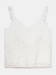 Mint Velvet White 100% Cotton Floral Broderie Cami Top - Image 3 of 3