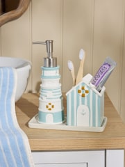 Blue Seaside Lighthouse Soap Dispenser, Tidy and Tray Set - Image 1 of 4