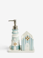 Blue Seaside Lighthouse Soap Dispenser, Tidy and Tray Set - Image 2 of 4