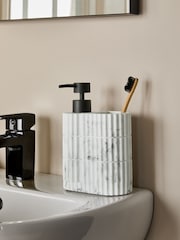 White Marble Effect Rib Soap Tidy Dispenser - Image 1 of 5