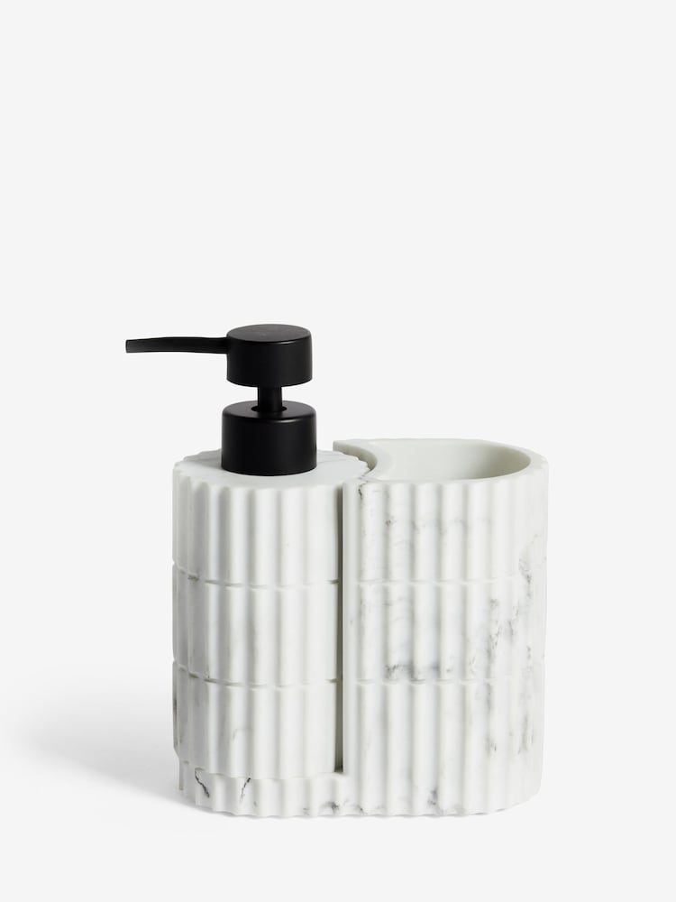 White Marble Effect Rib Soap Tidy Dispenser - Image 5 of 5