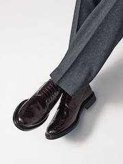 Бордово-червоний - Leather High Shine напівчеревики взуття - Image 1 of 7