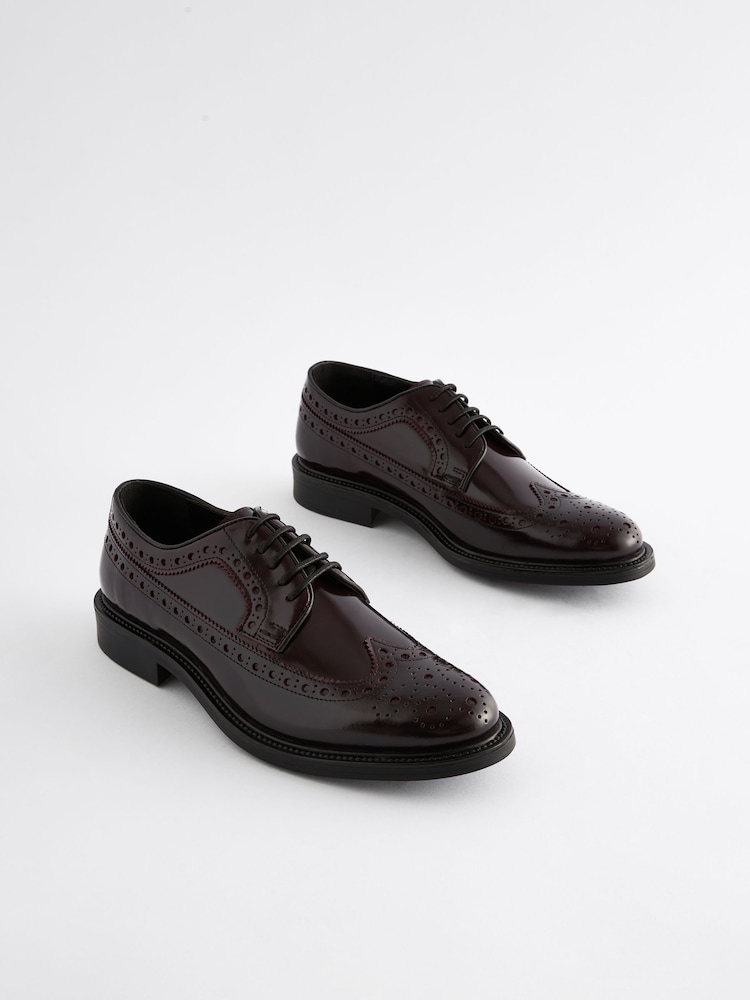Бордово-червоний - Leather High Shine напівчеревики взуття - Image 2 of 7