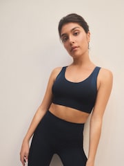 Navy Seamless Sports Strappy Back Bra - Image 1 of 9
