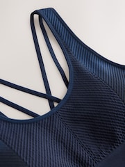 Navy Seamless Sports Strappy Back Bra - Image 8 of 9