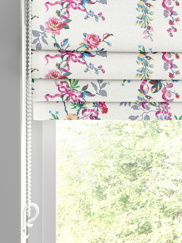 Cath Kidston Cream Ribbon Roses Made to Measure 100% Cotton Roman Blind - Image 2 of 6