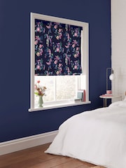 Cath Kidston Navy Blue Ribbon Roses Made to Measure 100% Cotton Roman Blind - Image 2 of 6