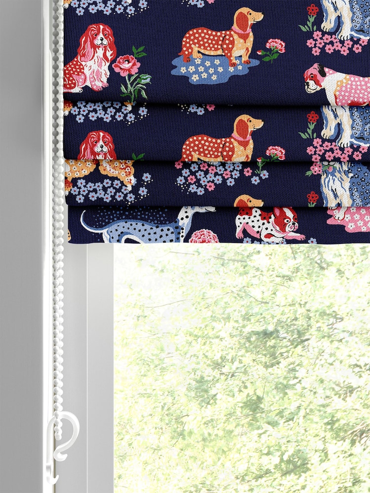 Cath Kidston Navy Blue Puppy Fields Made to Measure 100% Cotton Roman Blind - Image 2 of 6