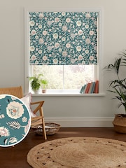 Cath Kidston Teal Blue Strawberry Gardens Made to Measure 100% Cotton Roman Blind - Image 1 of 6