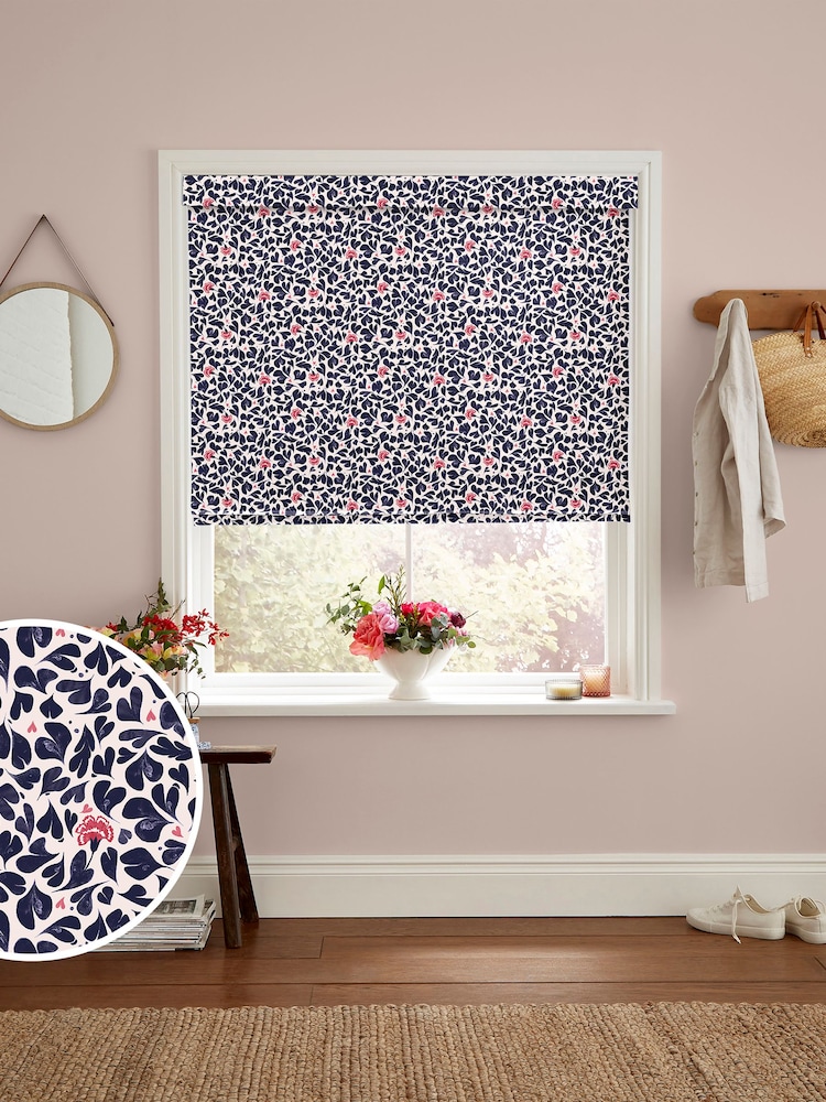 Cath Kidston Blue Marble Hearts Made to Measure 100% Cotton Roman Blind - Image 1 of 6