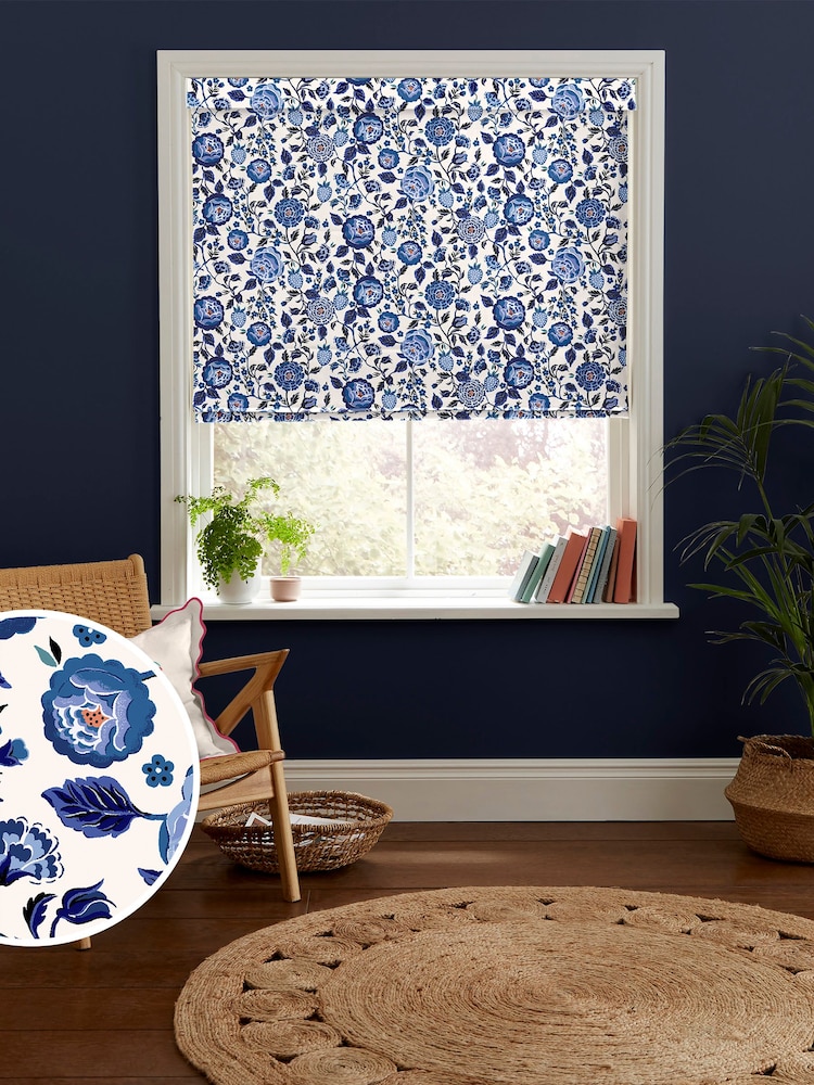 Cath Kidston Blue Strawberry Gardens Made to Measure 100% Cotton Roman Blind - Image 1 of 6