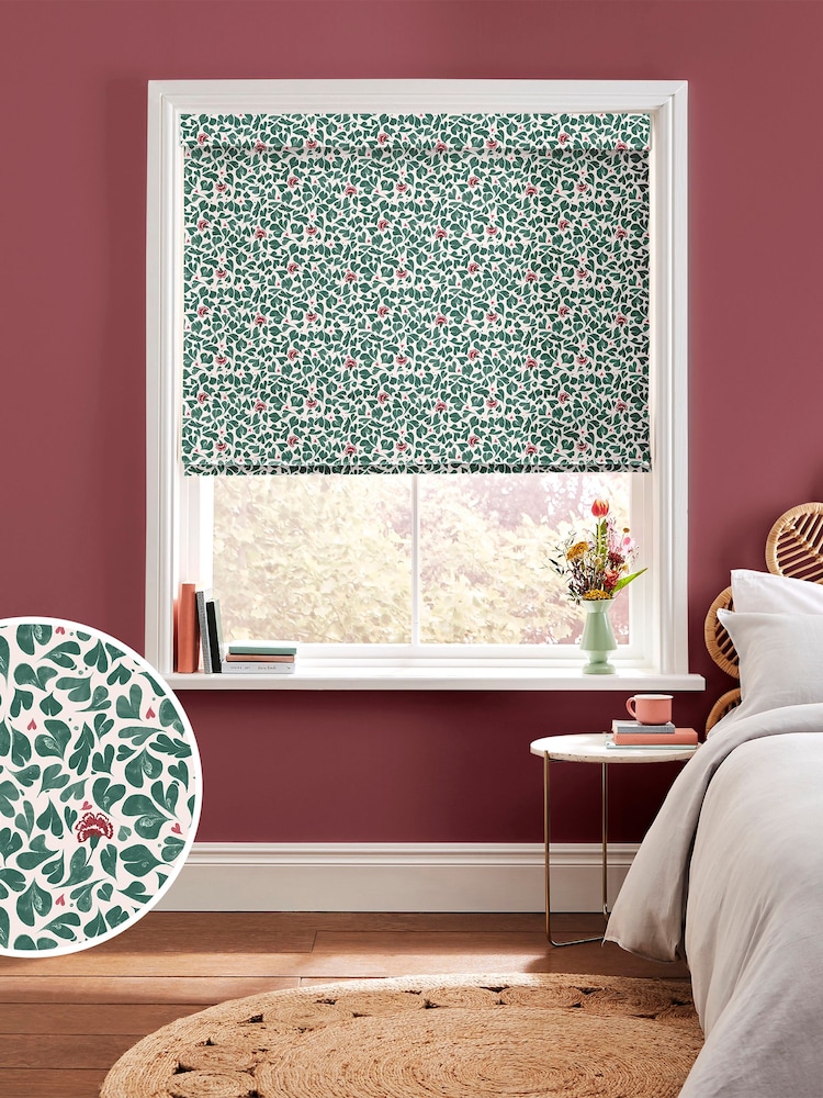 Cath Kidston Green Marble Hearts Made to Measure 100% Cotton Roman Blind - Image 1 of 6