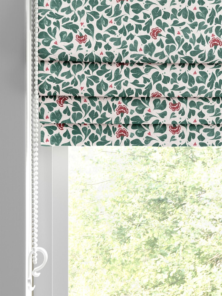 Cath Kidston Green Marble Hearts Made to Measure 100% Cotton Roman Blind - Image 2 of 6