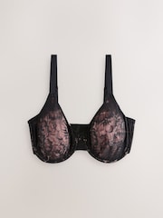Black Ultimate Support F-K Lace Minimising Full Cup Bra - Image 8 of 9