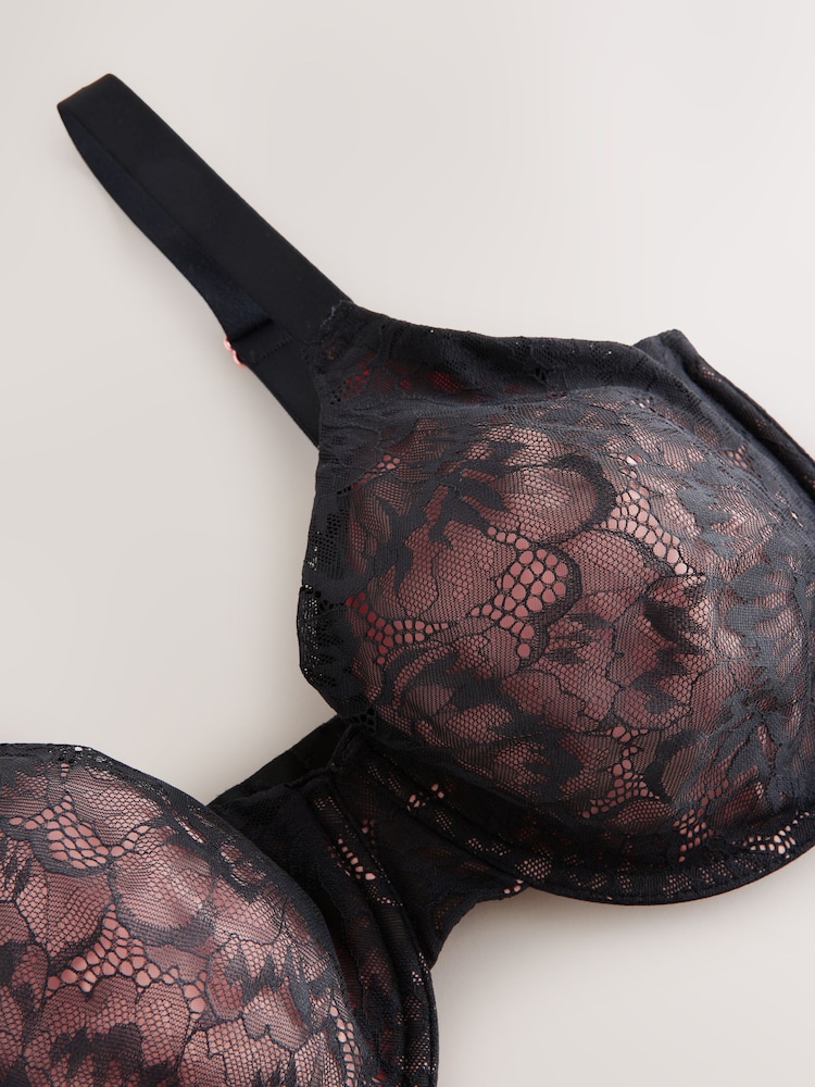 Black Ultimate Support F-K Lace Minimising Full Cup Bra - Image 9 of 9