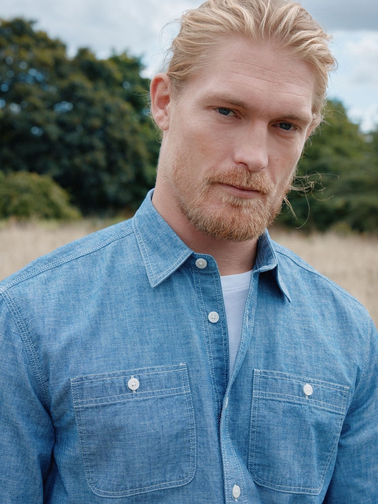 Heren western denim overhemd met lange mouwen - Western and Cowboy