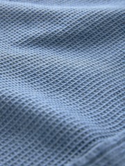 Blue Textured Waffle Long Sleeve 100% Cotton Overshirt - Image 8 of 8
