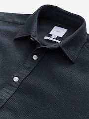 Black Textured Waffle Long Sleeve 100% Cotton Overshirt - Image 7 of 8