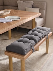 Charcoal Grey Linen Look Padded 100% Cotton Dining Bench Seat Cushions - Image 1 of 5