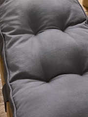 Charcoal Grey Linen Look Padded 100% Cotton Dining Bench Seat Cushions - Image 3 of 5