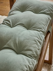 Sage Green Linen Look Padded 100% Cotton Dining Bench Seat Cushions - Image 2 of 5