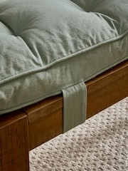 Sage Green Linen Look Padded 100% Cotton Dining Bench Seat Cushions - Image 3 of 5
