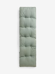 Sage Green Linen Look Padded 100% Cotton Dining Bench Seat Cushions - Image 4 of 5