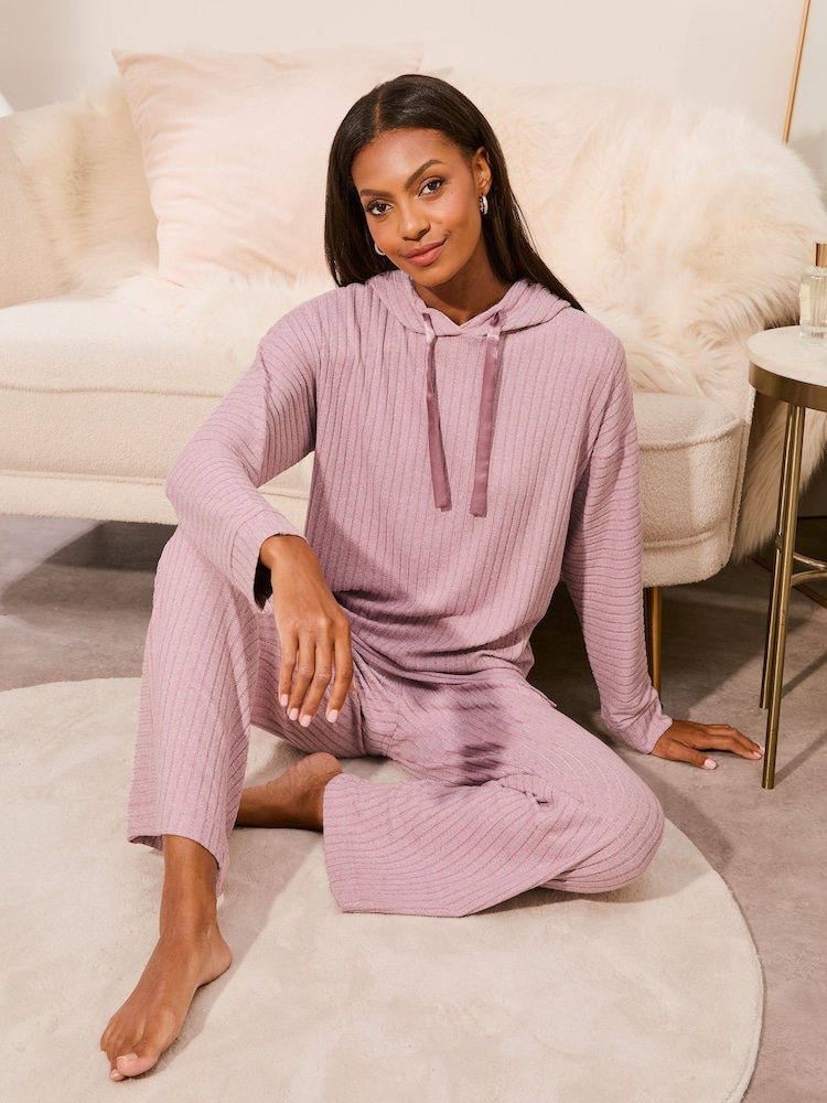 Lipsy Purple Petite Super Soft Lounge Wide Leg Jogger - Image 1 of 1