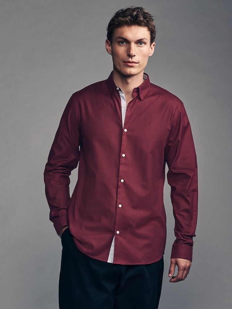 Бургундский - Slim Fit Stretch Oxford Long Sleeve Shirt - Изображение 1 из 9 Бургундский - Slim Fit Stretch Oxford Long Sleeve Shirt - Изображение 1 из 9