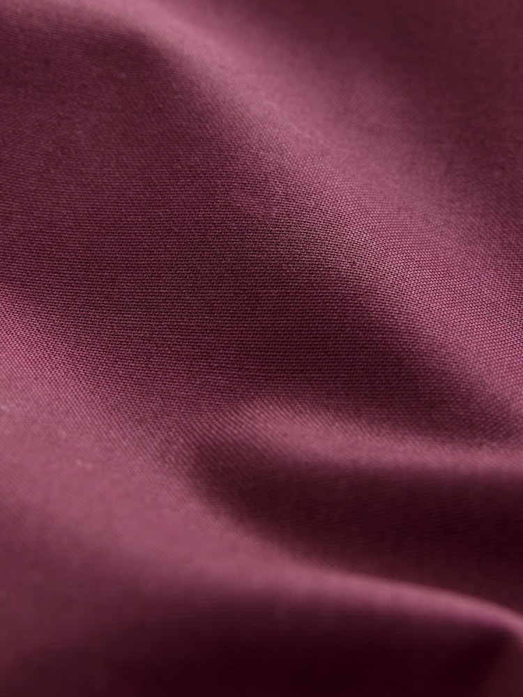 Burgundy Red Slim Fit Stretch Oxford Long Sleeve Shirt - Image 9 of 9