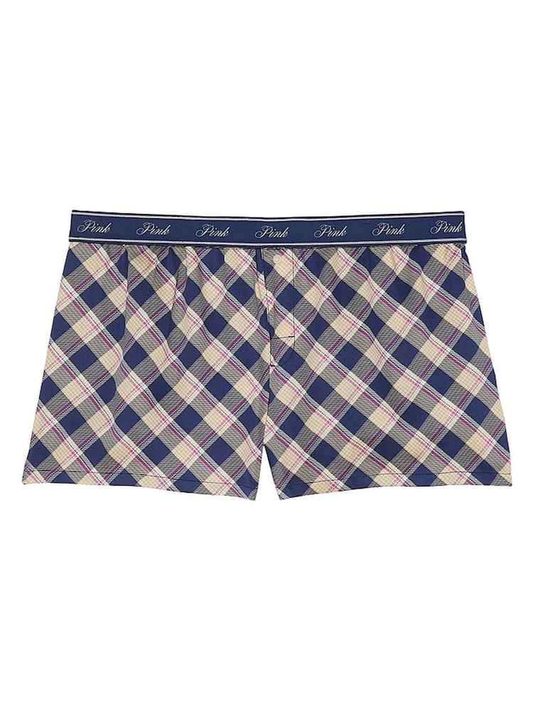 Victoria's Secret PINK Blue Tartan Short TENCEL™ Pyjama Bottoms - Image 3 of 3