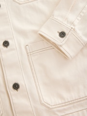 Ecru Denim 100% Cotton Chore Shacket Overshirt - Image 10 of 10