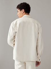 Ecru Denim 100% Cotton Chore Shacket Overshirt - Image 2 of 10