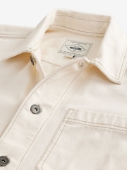 Ecru Denim 100% Cotton Chore Shacket Overshirt - Image 8 of 10