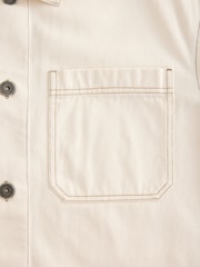 Ecru Denim 100% Cotton Chore Shacket Overshirt - Image 9 of 10