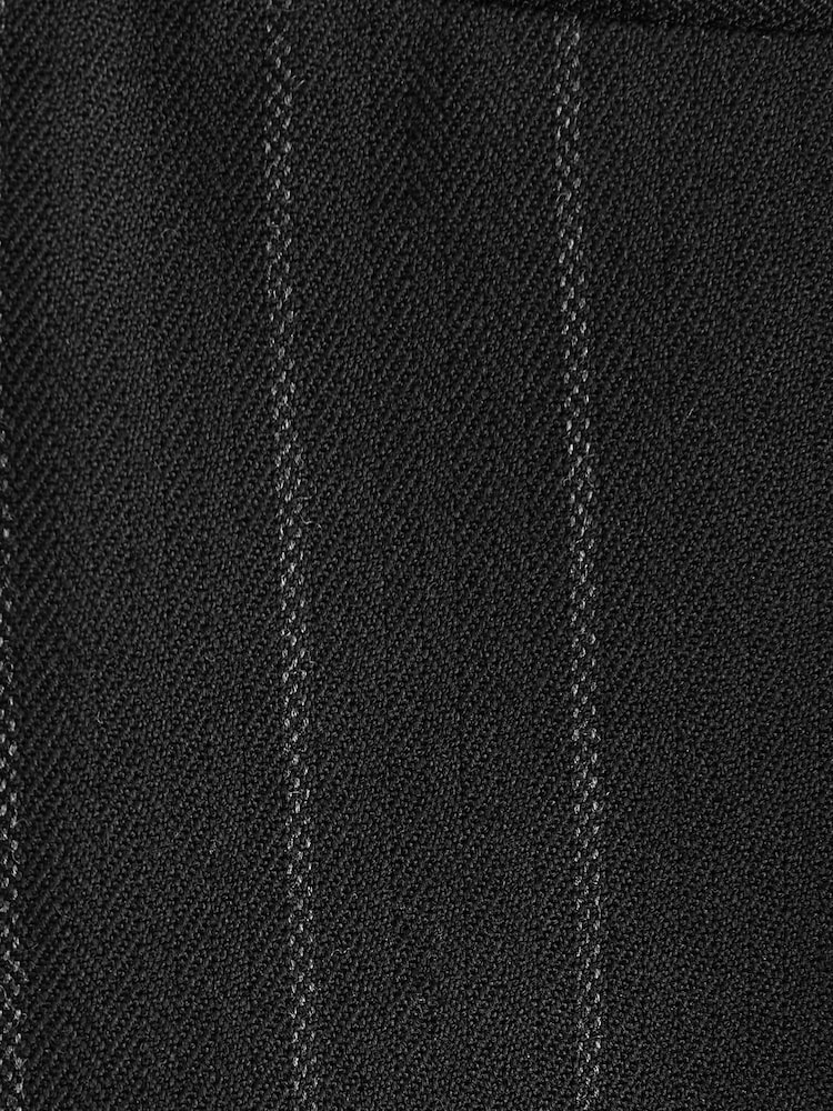 Noir - Pantalons demi plissé à taille élastiquée Classique à fines rayures - Image 7 of 8