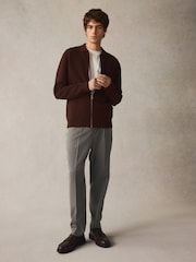 Grey Elasticated Waist Regular Fit Pinstripe Half Pleated Trousers - Image 2 of 10