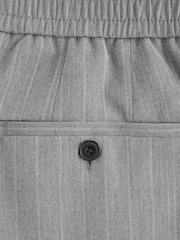 Grey Elasticated Waist Regular Fit Pinstripe Half Pleated Trousers - Image 9 of 10