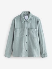 Sage Green Twin Pocket Texture 100% Cotton Shacket - Image 6 of 9