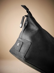 Zwart - Oily Leather Washbag - Image 5 of 7