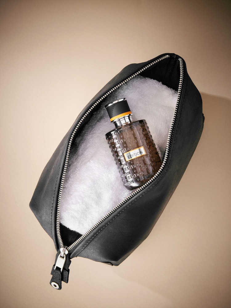 Zwart - Oily Leather Washbag - Image 6 of 7