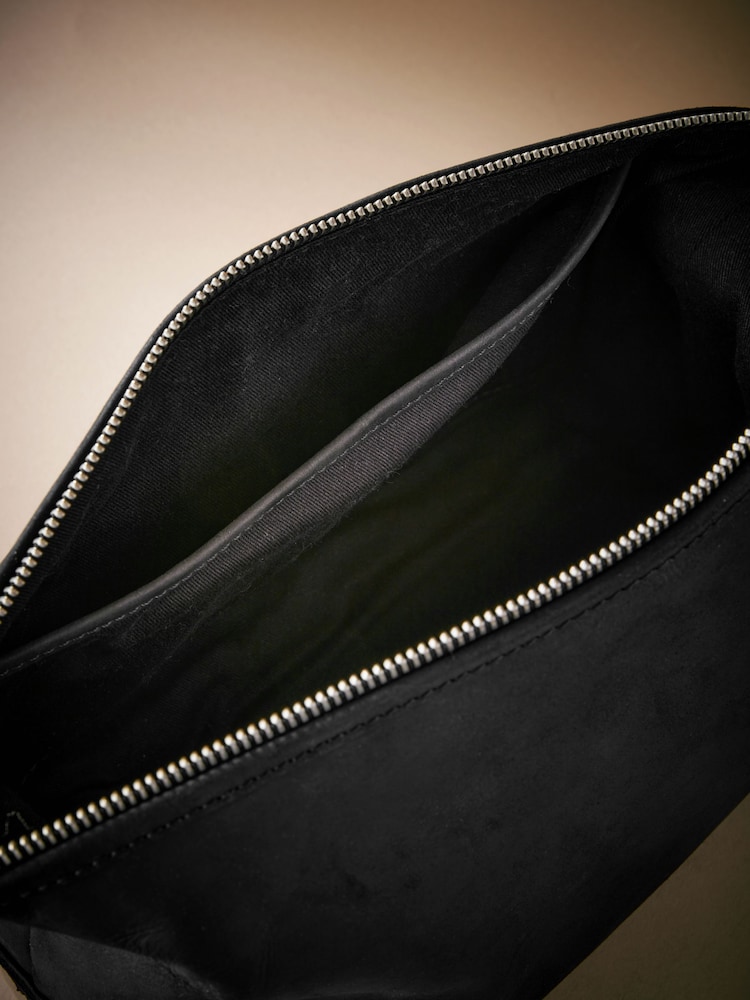 Zwart - Oily Leather Washbag - Image 7 of 7