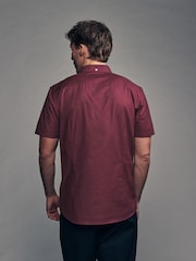 Burgundy Red Slim Fit Stretch Oxford Short Sleeve Shirt - Image 2 of 9