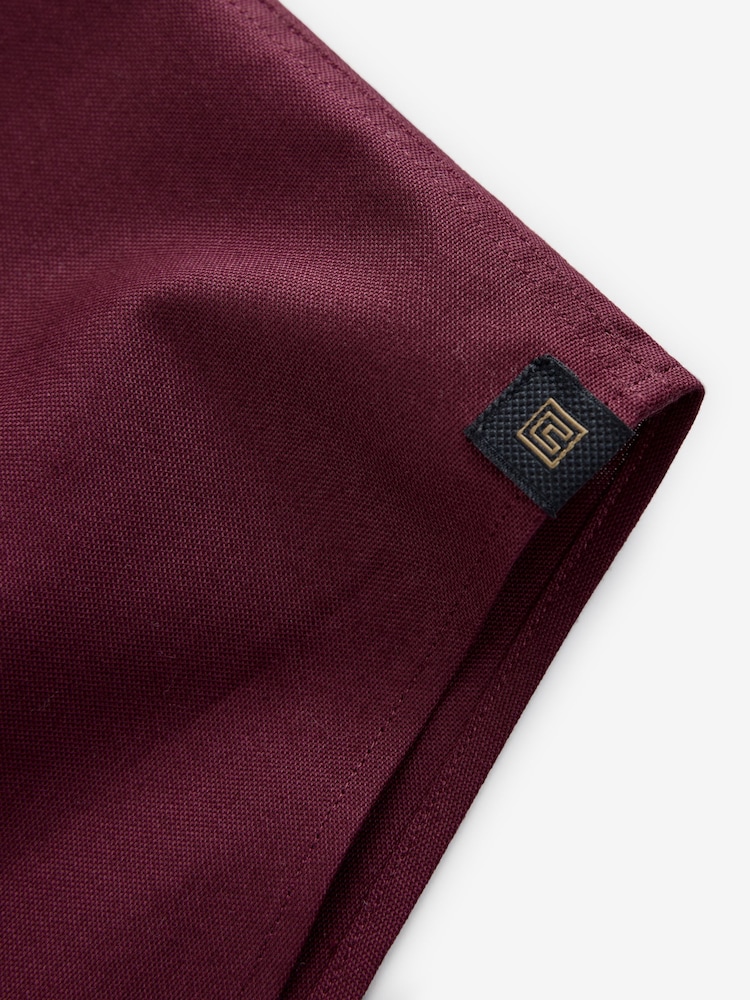 Burgundy Red Slim Fit Stretch Oxford Short Sleeve Shirt - Image 8 of 9