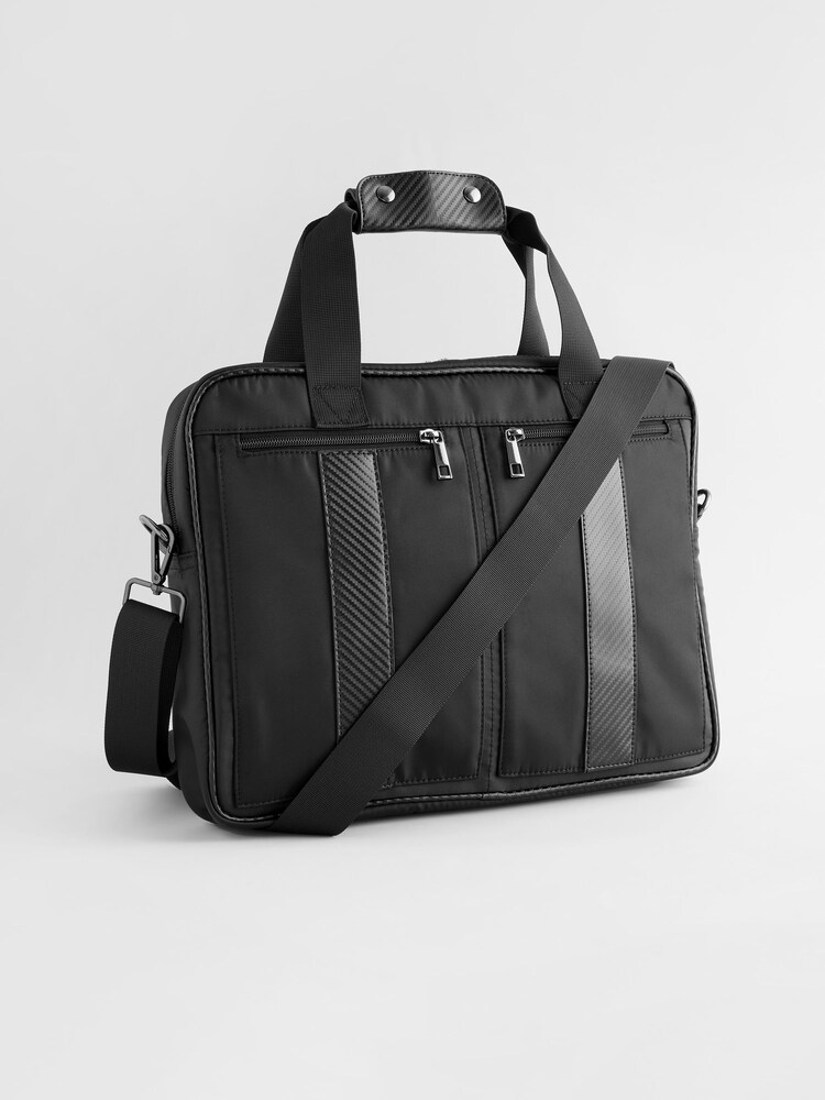 Black Carbon Print Nylon Briefcase - Image 1 of 5 Black Carbon Print Nylon Briefcase - Image 1 of 5