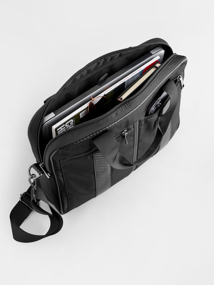 Black Carbon Print Nylon Briefcase - Image 5 of 5