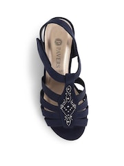 Pavers Navy Embellished Strappy Sandals - Image 3 of 5