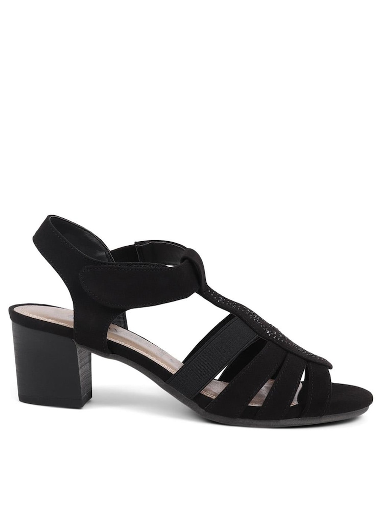 Pavers Black Embellished Strappy Sandals - Image 2 of 6